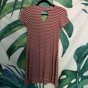 Peach Striped T-shirt Dress